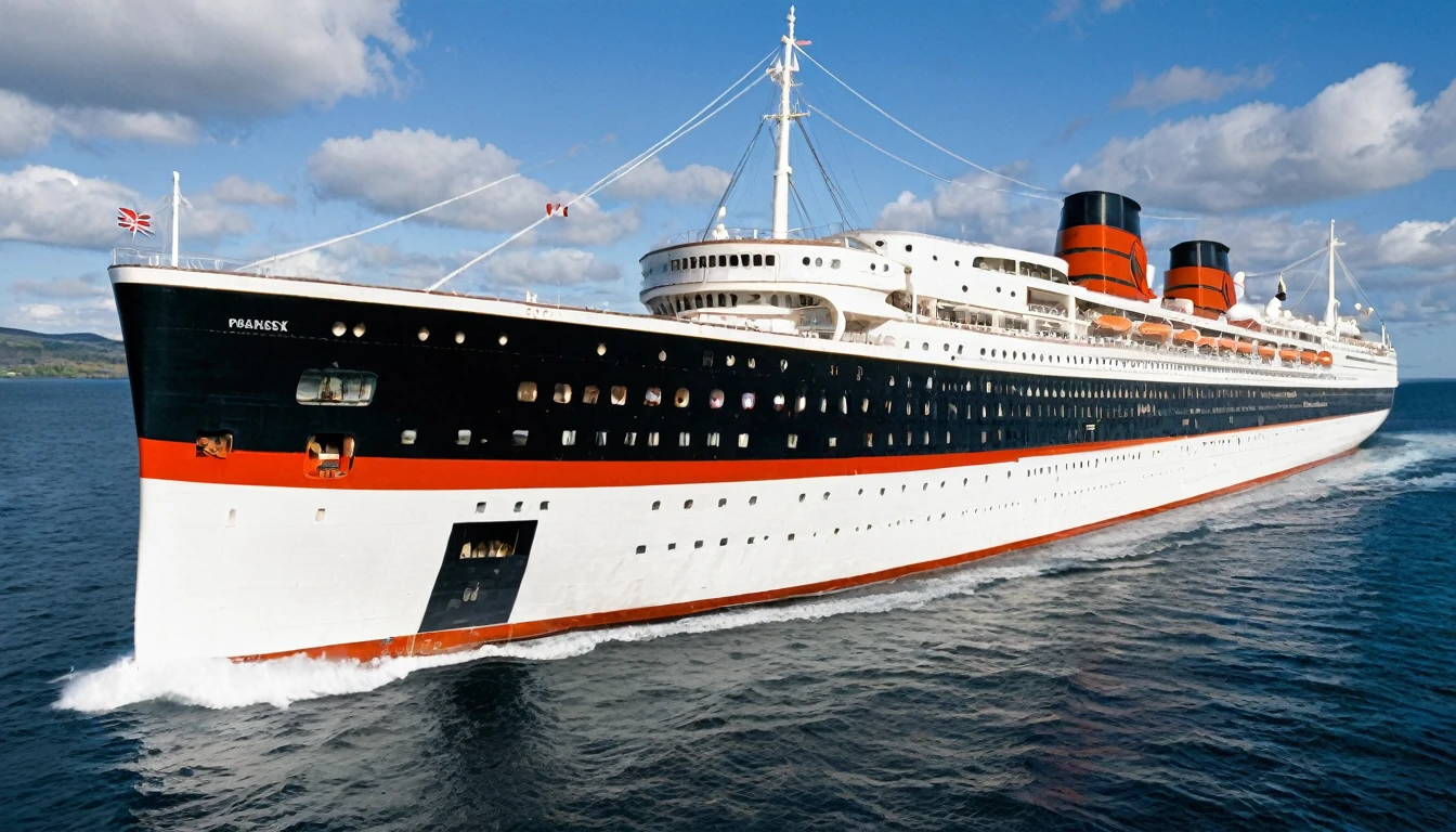 Arktiske Sea Queen Mary
Manufacture: 1980
Type: Embassy Cruise Ship
Main Function: Diplomatic representation and tourism.
Design
Exterior:
Style: Elegant and robust, with a military aesthetic.
Body: Solid construction, adapted for ice breaking on specific routes.
Color: Black, highlighting the seriousness and diplomatic function of the ship.
Passenger Capacity: Large lounges and luxurious suites for passengers.
Inside:
Environments: Luxurious and well-finished, with refined decor and superior comfort.
Leisure Facilities: Equipped with gourmet restaurants, spa, swimming pools and entertainment areas.
Diplomatic Reception Areas: Halls decorated for diplomatic events and meetings.
Performance:
Propulsion: Powerful engines, combining efficiency with icebreaking performance.
Speed: Moderate, focused on comfort and cruising experience for passengers.
Autonomy: High, allowing extended trips between Edinburgh and Mårsvik with high quality services.
Context and Usage: The Arktiske Sea Queen Mary is more than a cruise ship; She is a floating Marine Marchande embassy, representing high-level diplomacy and hospitality. Its operation on the Edinburgh-Mårsvik route not only promotes tourism, but also strengthens diplomatic ties through onboard events and meetings.