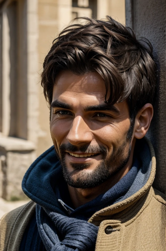 Homme qui rigole de profil 