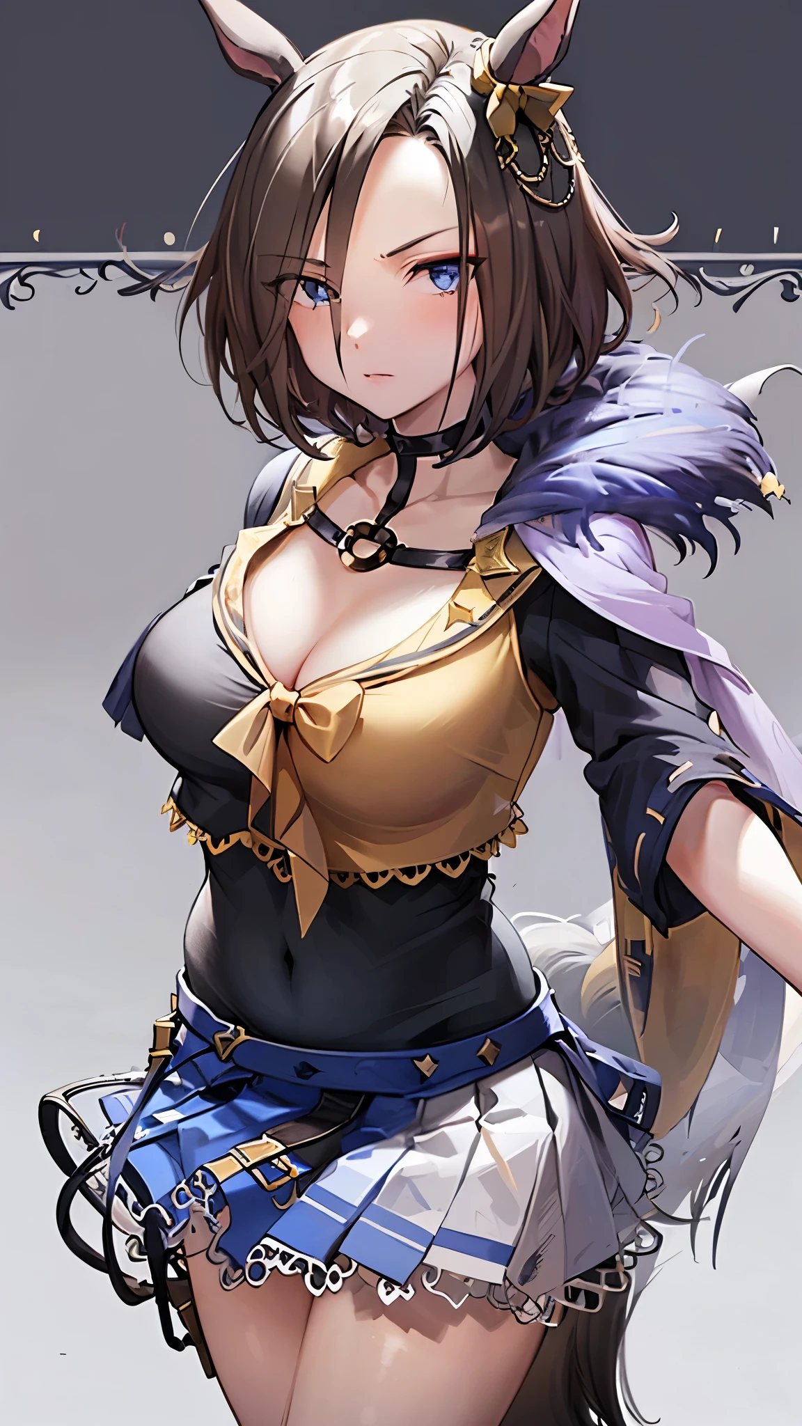 (((masterpiece))),(((High resolution)))、(((perfect face)))、(((Air Groove)))、, (((mini skirt))), Plump, top quality eyes, detailed texture, look at the camera, big tits, ((high resolution face))