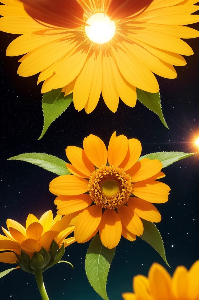 How about "aurora Solaris"? This hypothetical flower would be deeply connected to the sun and its energy. Its petals would be large and radiant, in shades of bright orange and golden yellow, similar to the colors of the sunrise. Each petal would be finely intertwined with veins of gold, that capture and reflect light dazzlingly. The center of the flower would be a shiny, golden sphere., representing the solar core itself. a "aurora Solaris" would flourish in sunny, warm regions, emitting a soft, warm fragrance reminiscent of summer days.