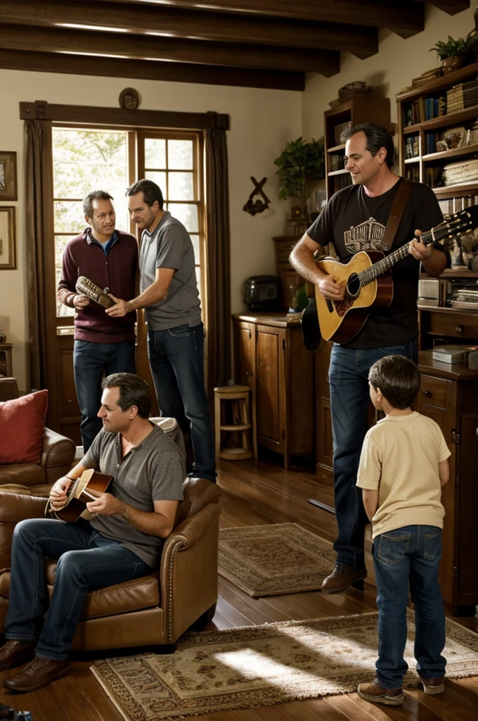 Imagen relacionada con el texto: back at their home, in crozy nook, jeff and mike played, with laugther and look