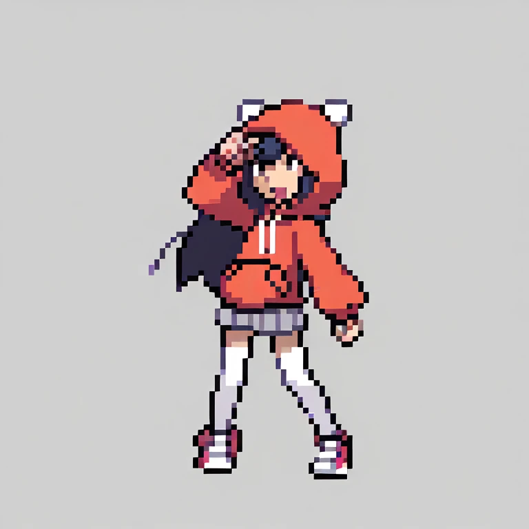 1girl, solo, hood,
simple background