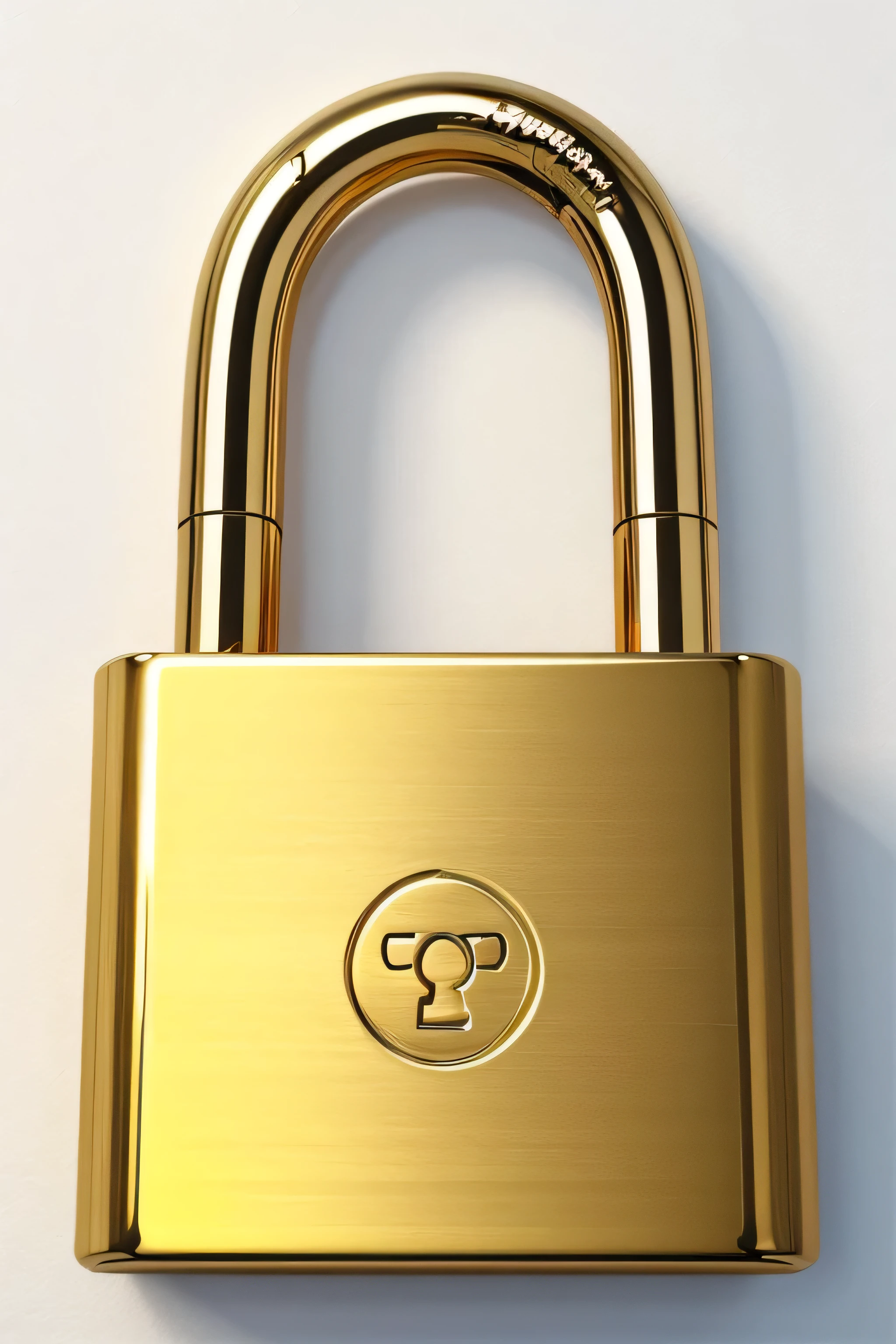 a golden padlock, White background, 4K, ultra-realistic