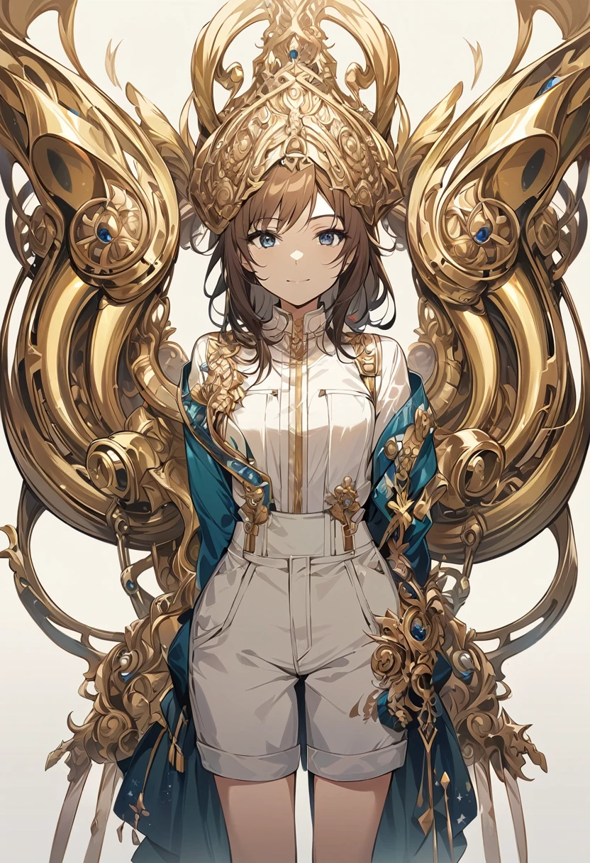 official style, {{oumae kumiko, hibike! euphonium}}, very aesthetic, best quality, intricate, overall detail, 1 girl, , standing, light smile, simple background, facing the front, looking at viewer, straight-on, close to viewer, cowboy shot, solo focus, intricate, (highly detailed),