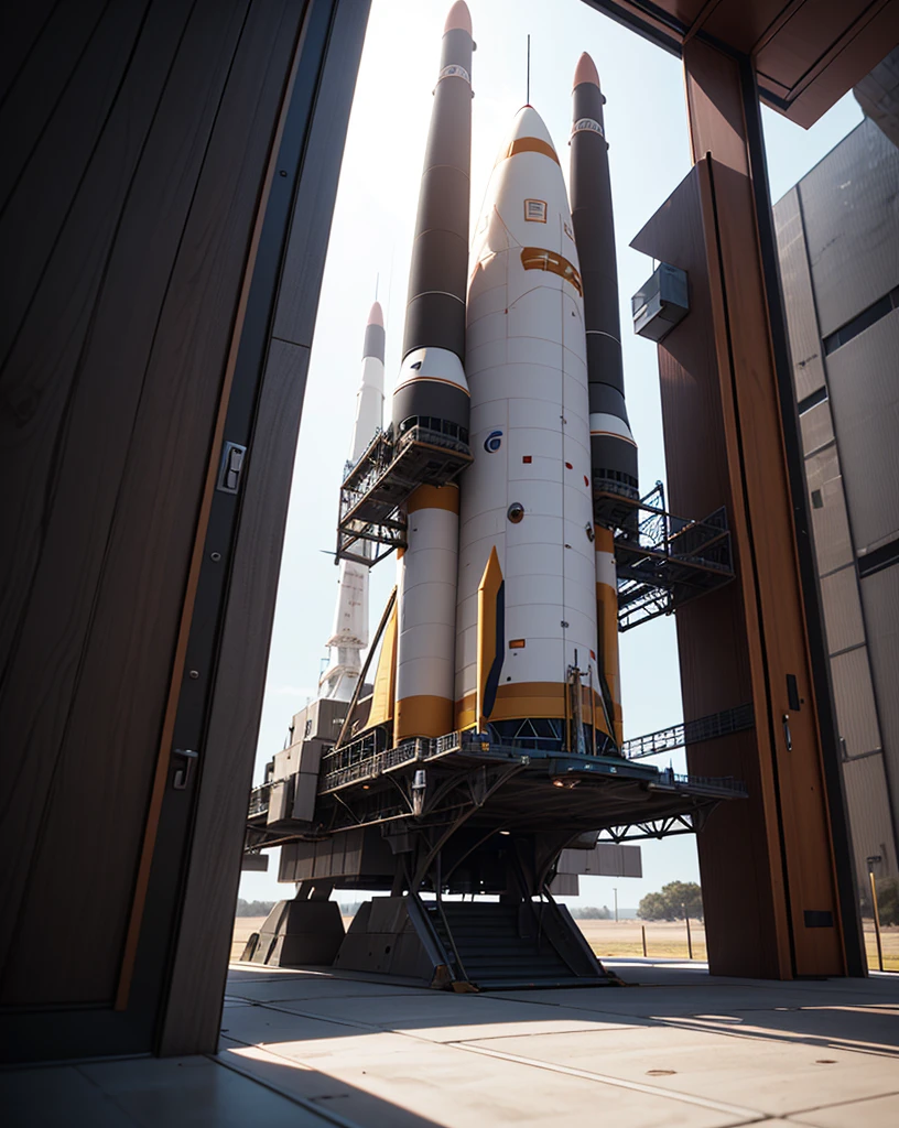 Create a detailed 3D model of a futuristic spaceship along with a mini rocket. The spaceship should have a sleek, aerodynamic design with a central body, wings, and a cockpit. The mini rocket should be designed as follows:
Structure:
Cylindrical body
A conical nose at the top
A functional door on the side for entry and exit
Four retractable landing legs for stable support on various terrains
Details:
The door should be positioned on the lower half of the rocket, large enough to allow a person to enter.
The landing legs should be evenly spaced around the base of the rocket, designed to retract during flight and extend for landing. They should have a robust, mechanical appearance with joints and supports.
Materials and Textures:
The body of the rocket should be made of a metallic material with a smooth, reflective surface.
The landing legs should have a combination of metal and reinforced composite materials to give them a sturdy, industrial look.
The door should have visible hinges and a locking mechanism, perhaps with a small window or control panel.
Lighting and Environment:
The model should be rendered in a space setting or on a moon-like surface to emphasize the sci-fi theme.
Use soft lighting to highlight the textures and details of both the spaceship and the mini rocket.