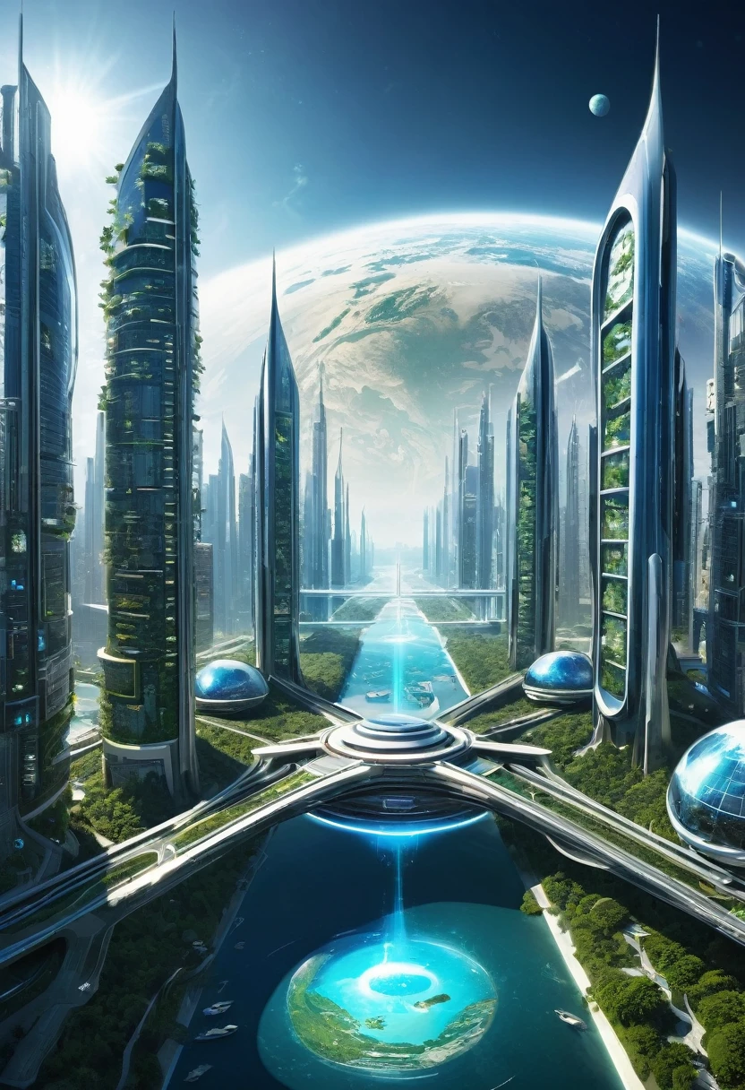 A well designed image of the world in 2050, futuristic style 