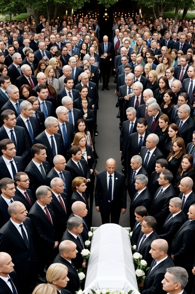 A funeral with quite a few people