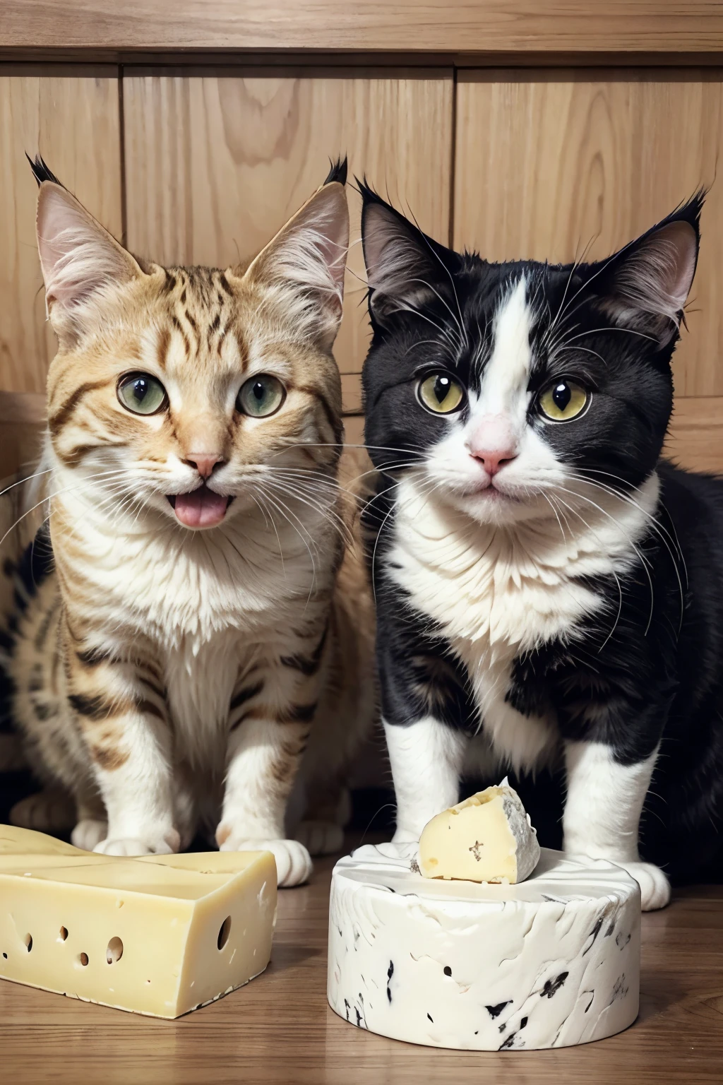 Cats eating cheese ice cream