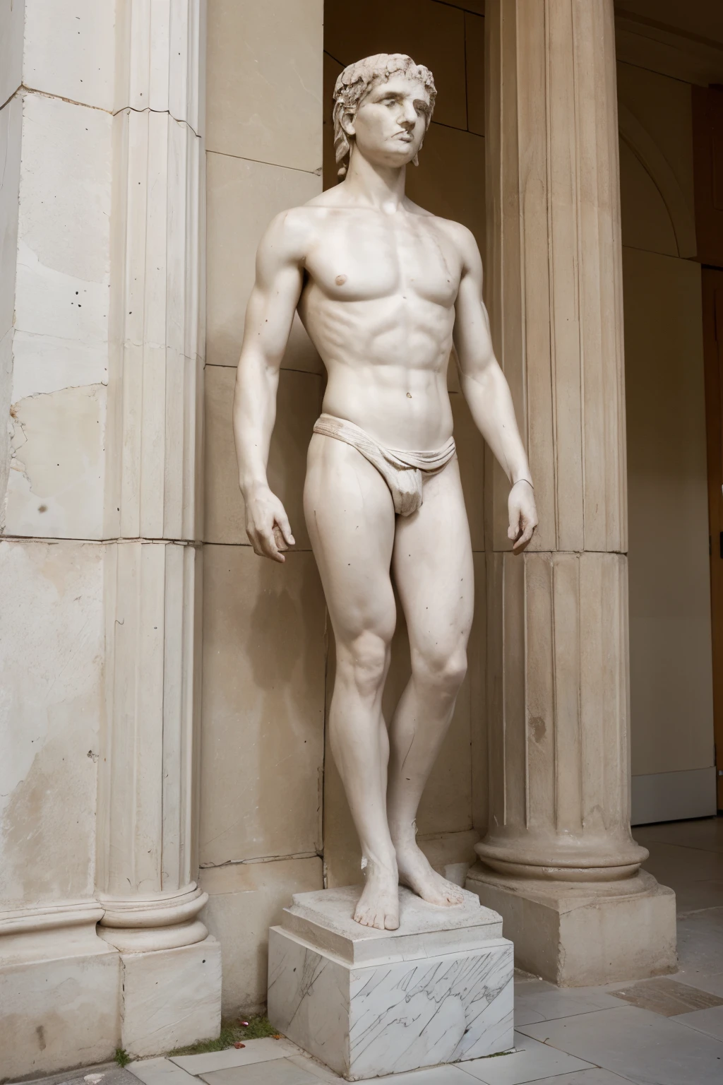 male roman graga statue, white color, stark, impose yourself, alpha, wise, serious. in ancient Greece