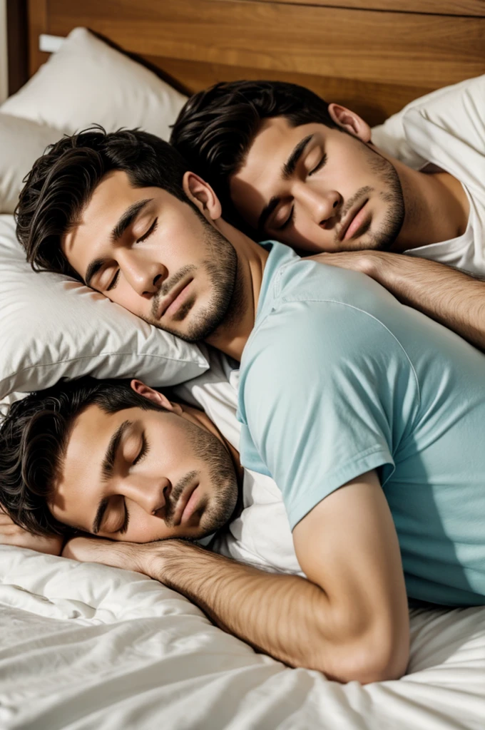 two young men embraced sleeping