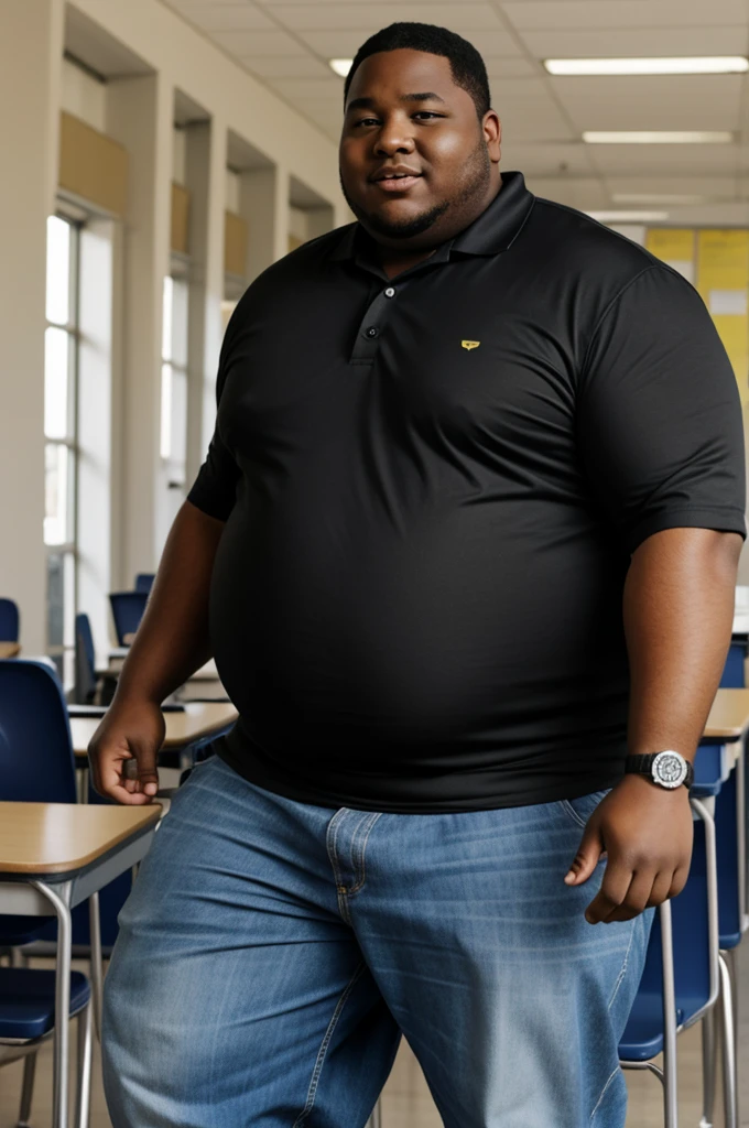 Fat black man at school