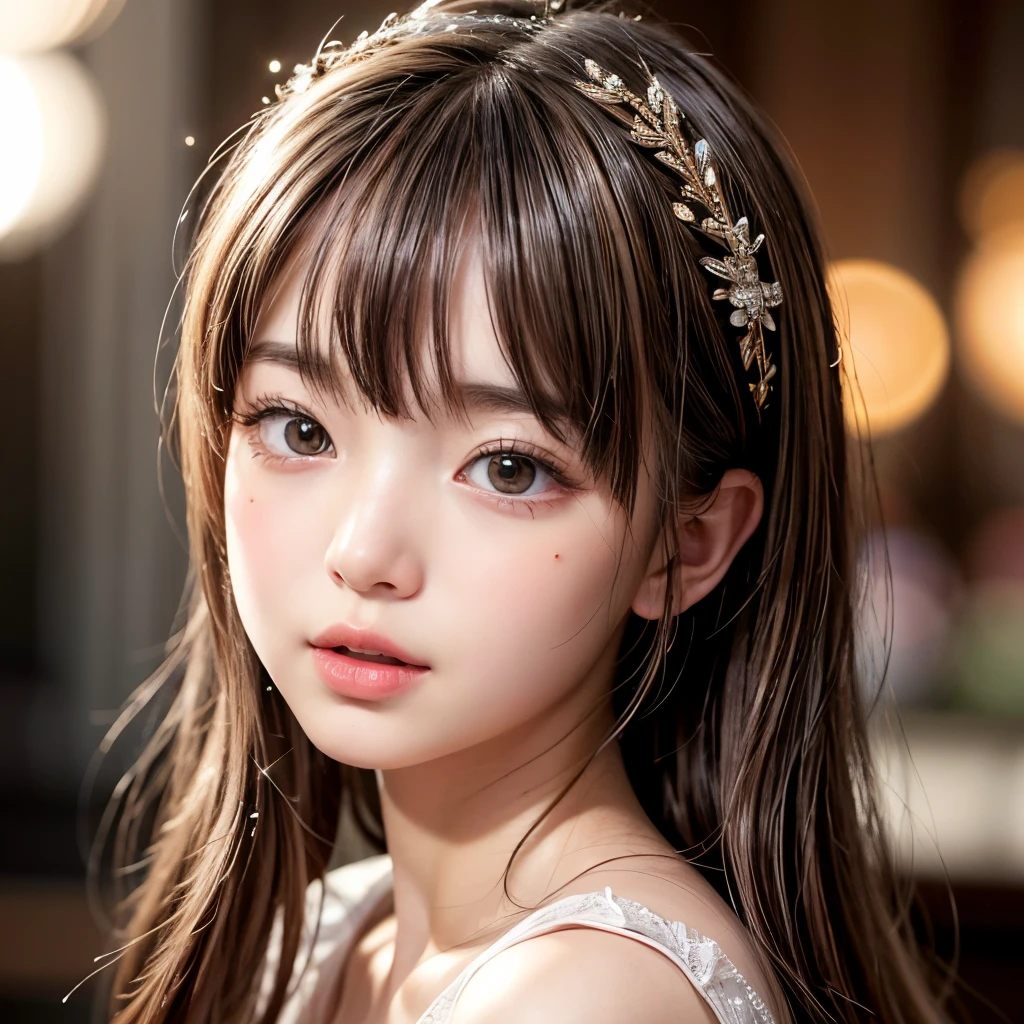 NSFW, 8k, High-level, absurd, masterpiece, best quality, primitive, very detailed CG, very detailed wallpaper, perfect lighting, Extremely detailed (((The personifying " Minami Hamabe " as a Little Girl))), MysticSight, Tyndall effect, Tyndall scattering, Studio gray background with (many Dazzling RainbowColor particles BokeH:1.28), (RoundlyButts, ThighGap), (Exposed:0.4), (Assfocus with looking ahead), BREAK (NOGIZAKA face variations) Extremely Detailed very KAWAII face variations, perfect anatomy, Childish, captivating gaze, elaborate detailed Eyes with (sparkling highlights:1.28), long eyelashes、Glossy RED Lips with beautiful details, Coquettish tongue, Rosy cheeks, Radiant PearlSkin with clear transparency . { (Dynamic LifeLike expressions:1.4) | :d) }, (large eyes:-1) .