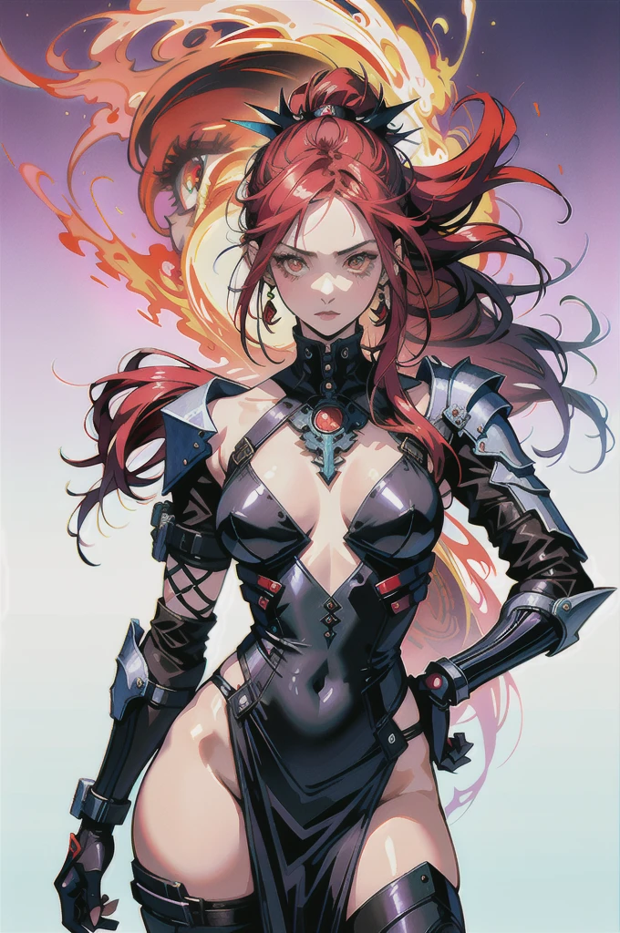 raios chamas clima all local Hyper-realistic digital painting of the natural beauty of Sasuke + Avril Lavi de combate  poder scarlet cortes gold vestido curto Black red   with piercing eyes, reflections in the big red eyes pupils highly detailed, dynamic and perfect composition, in grunge graffiti style using the airbrush techniques of Wadim Kashin, combining the gentle artistry of Jose Royo, Boris Vallejo, Julie Bell, Carne Griffiths and Brian Froud, precise 