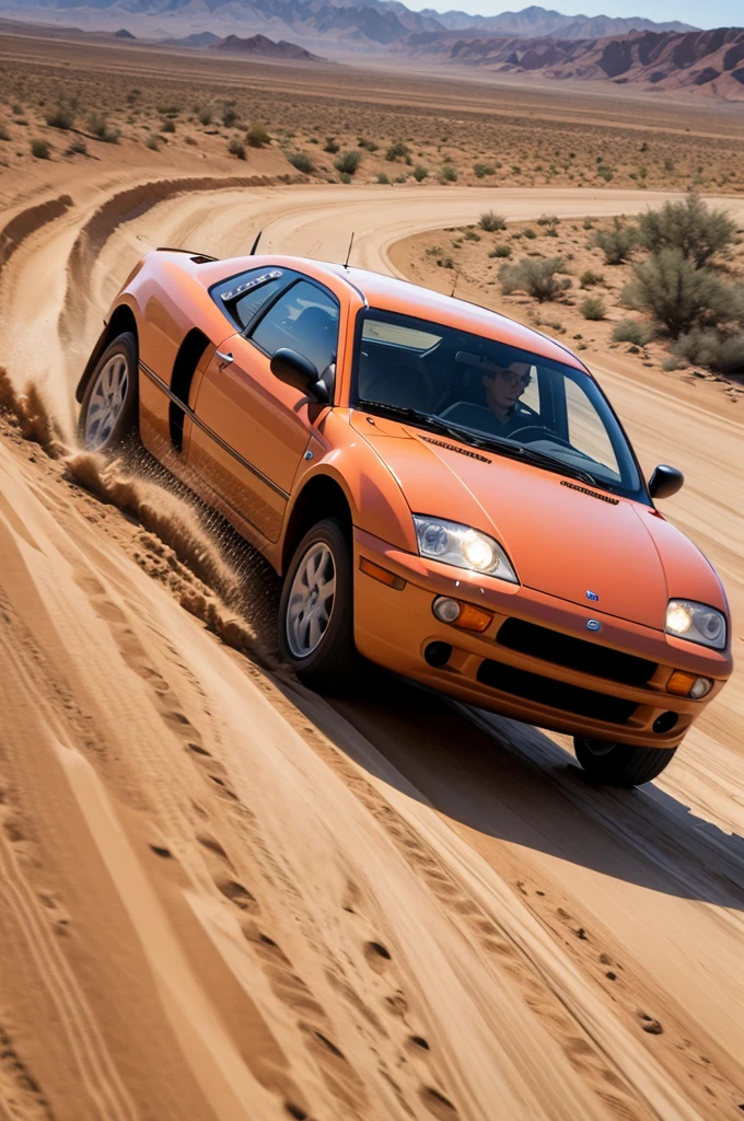 Leaving the desert doing maneuvers in the Fiati Uno 2005 car