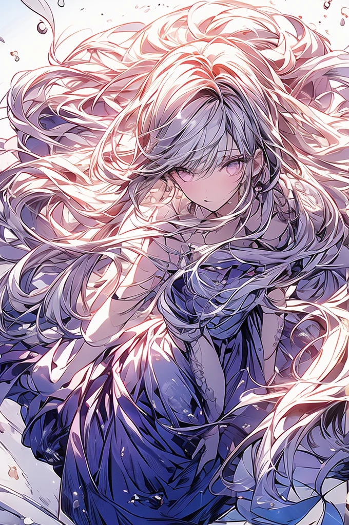 1 girl ,(from above:1.2),purple color hair、Purplish pink eyes that dreamers desire, (Blonde hair) , small stature, Colossal tits, Lori, (masutepiece:1.2, Best Quality), (finely detailed beautiful eye: 1.2), (beautifull detailed face), (Best Illumination, extremely delicate and beautiful), ((Cinematic Light)), Dramatic light, (Pale white background:1.5), Short bob hair（1:3）、Ultra Contrast、Braid a little around the ears, White long dress、only has 5 fingers、、Her pussy is visible through the white thong、Wet pants、You can see inside your underwear、full of sweat、mocking look、diaper、nffsw,Arms crossed、grab the arm、Shoot from above、The angle is as seen from below.、Best Quality、Large breastuscular pussy、Pubic hair,high-level image quality、hightquality、8K,perfect hand、5 fingers、finger pin、Perfect Finger、T back、Naked、noise cut、bullet hand、Her hair color should have been a brighter purple.The skirt part is also carefully expressed..、Purple skirt、the skirt is floating in the wind、Dark purple panties、Pubic hair majority,A scene of make cooking Carbonara Pasta in the kitchen,(with sparkling eyes and a contagious smile),open mouth, Looking at Viewer, 