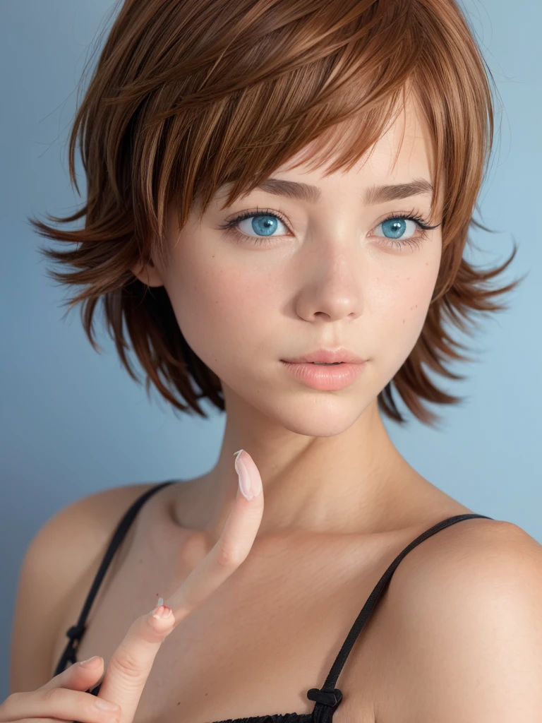 1girl, solo, looking_at_viewer, short_hair, blue_eyes, simple_background, original, blue_hair, closed_mouth, multicolored_hair, portrait