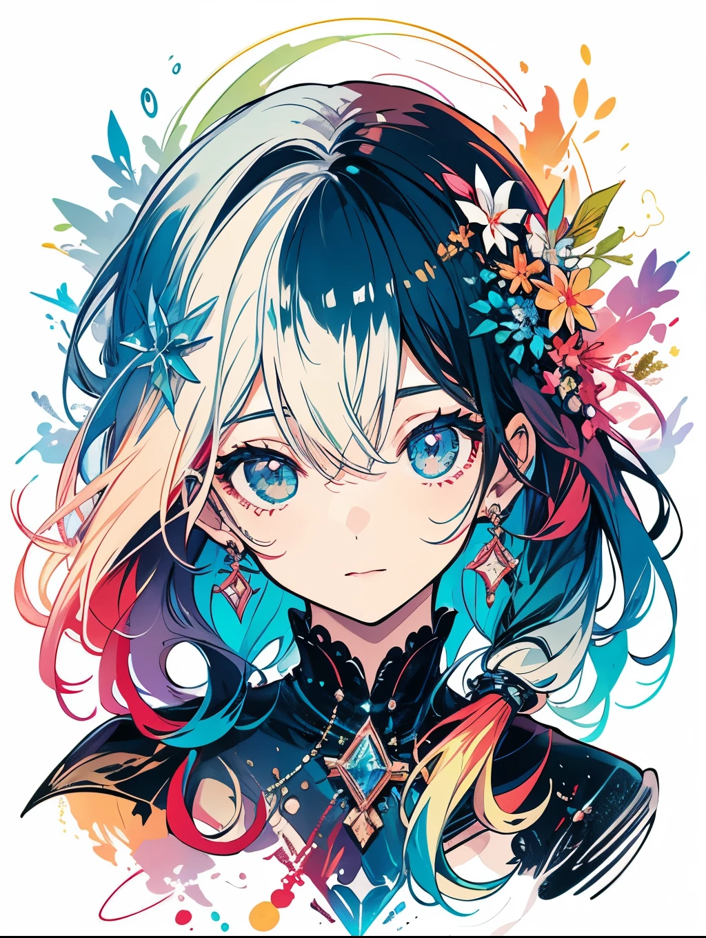 （masterpiece，Top，，Official Art，Beautiful Beauty：1.2），（1girl：1.3），Extremely detailed，Colorful，The most detailed，（Watercolor：1.3），Optical Hybrid，Playful pattern，Lively texture，Rich colors，Unique visual effects