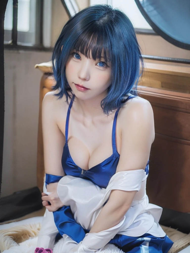 1girl, solo, looking_at_viewer, short_hair, blue_eyes, simple_background, original, blue_hair, closed_mouth, multicolored_hair, portrait