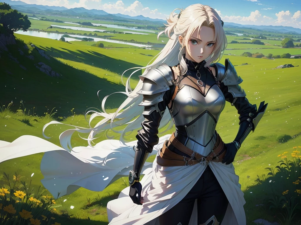 anime - image de style d'une femme en armure debout dans un champ, cushart krenz art clé féminin, artgerm et atey ghailan, 2. oeuvre fantastique d'anime cgi 5 d, Magnifique paladin femelle, par Krenz Cushart, d'une belle femme chevalier, fille en armure, Krenz Cushart et Artgerm, art de personnage époustouflant