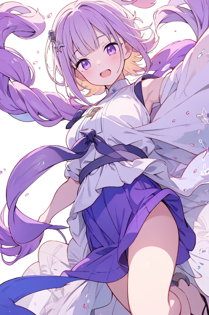 1 girl ,(from above:1.2),purple color hair、Purplish pink eyes that dreamers desire, (Blonde hair) , small stature, Colossal tits, Lori, (masutepiece:1.2, Best Quality), (finely detailed beautiful eye: 1.2), (beautifull detailed face), (Best Illumination, extremely delicate and beautiful), ((Cinematic Light)), Dramatic light, (Pale white background:1.5), Short bob hair(1:3)、Ultra Contrast、Braid a little around the ears, White long dress、only has 5 fingers、、Her pussy is visible through the white thong、Wet pants、You can see inside your underwear、full of sweat、mocking look、diaper、nffsw,Arms crossed、grab the arm、Shoot from above、The angle is as seen from below.、Best Quality、Large breastuscular pussy、Pubic hair,high-level image quality、hightquality、8K,perfect hand、5 fingers、finger pin、Perfect Finger、T back、Naked、noise cut、bullet hand、Her hair color should have been a brighter purple.The skirt part is also carefully expressed..、Purple skirt、the skirt is floating in the wind、Dark purple panties、Pubic hair majority,A scene of make cooking Carbonara Pasta in the kitchen,(with sparkling eyes and a contagious smile),open mouth, Looking at Viewer,