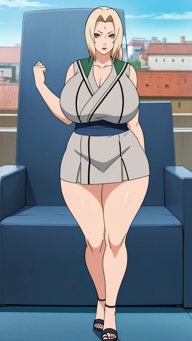 Big Breasts, Big Hips, Full Body Shot, Mature mother, Voluptuous thighs, Whole calf, Seductive mature woman, Perfect body, Plus Size Model, Sailor suit, Wearing high heels,Miniskirt Uniform, tsunade