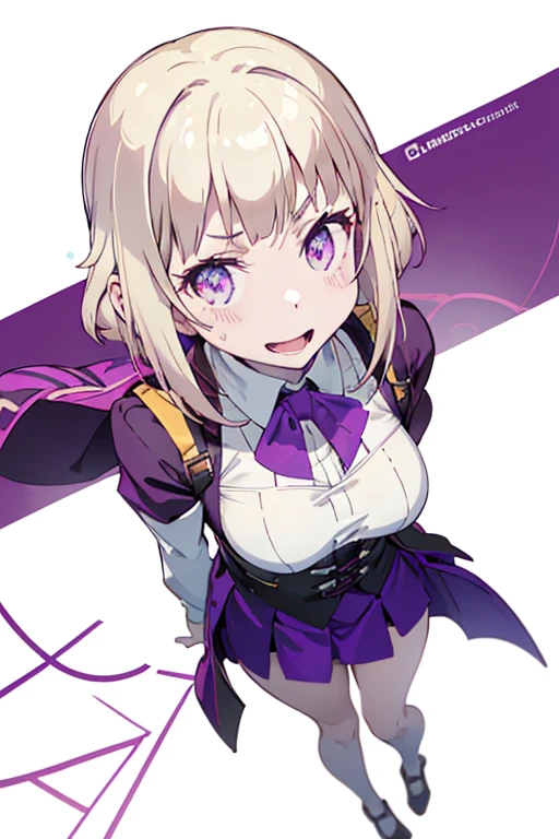 1 girl ,(from above:1.2),purple color hair、Purplish pink eyes that dreamers desire, (Blonde hair) , small stature, Colossal tits, Lori, (masutepiece:1.2, Best Quality), (finely detailed beautiful eye: 1.2), (beautifull detailed face), (Best Illumination, extremely delicate and beautiful), ((Cinematic Light)), Dramatic light, (Pale white background:1.5), Short bob hair(1:3)、Ultra Contrast、Braid a little around the ears, White long dress、only has 5 fingers、、Her pussy is visible through the white thong、Wet pants、You can see inside your underwear、full of sweat、mocking look、diaper、nffsw,Arms crossed、grab the arm、Shoot from above、The angle is as seen from below.、Best Quality、Large breastuscular pussy、Pubic hair,high-level image quality、hightquality、8K,perfect hand、5 fingers、finger pin、Perfect Finger、T back、Naked、noise cut、bullet hand、Her hair color should have been a brighter purple.The skirt part is also carefully expressed..、Purple skirt、the skirt is floating in the wind、Dark purple panties、Pubic hair majority,A scene of make cooking Carbonara Pasta in the kitchen,(with sparkling eyes and a contagious smile),open mouth, Looking at Viewer,