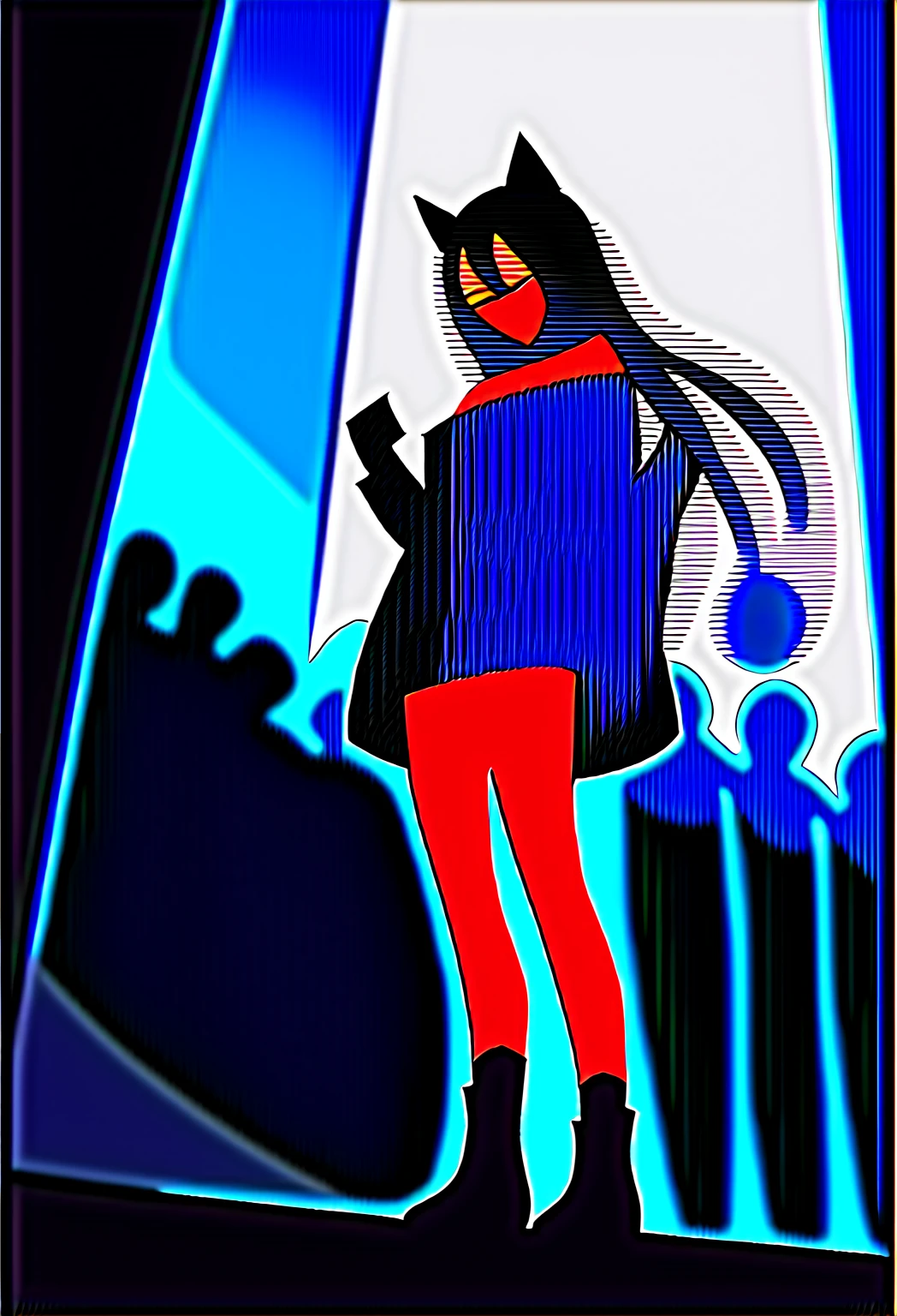 ((masterpiece:0), best quality, very aesthetic, newest, absurdres, detailed, high quality)
BREAK
highest quality, top quality, details, highres, ultra fine painting, digital art, official art, cinematic, 4k, 8k resolution, 8K CG wallpaper, CG, original artwork, detailed background, colorful background, blue atmosphere, High Dynamic Range, blurry background, blue hour, Starburst effects, crepuscular rays, good ISO, high resolution, wide shot, from far away, RAW photo, POV, sharp focus, light reflection, reflections, intricate details, soft light, particle noise, professional photography, bokeh, depth of field, natural lighting, vibrant colors, looking away, detailed lights and shadows, stylish, ultra-detailed, top rated on Pixiv, trending on Artstation, niji style, modern-days, master crafted, pose
BREAK
solo, 1girl, a girl, correct fingers, detailed hair, (medium big breasts:1.2), big thighs, short torso, short body, flushtered, blush, anxious expression, casual, slim, ((cute, childlike face):1.3), nice hips, nice body, brown hair, (long flowing hair:1.1), big 2 buns hairstyle, long bangs, long hair, middle hair bangs, brown eyes
BREAK
((colorful outfit), off shoulder crop top, short skirt, headphone, jacket, casual cap, belts, straps, choker, gloves, boots, (stockings), garterbelt, accessories, outfit ornaments, sneakers, kemonomimi, mouth covers, face mask, 1 tail, correct tail, (full body))
BREAK
a person walking down a street with a crowd of people, crowded street, crowded streets, in front of a large crowd, giant crowd, girl walking through city, people walking down a street