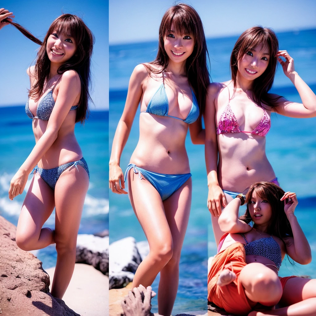 Identical twin sisters、Instagram model from another dimension, by 2 person, Imaginative, Metaphysical, Whimsical, Anaglyph Style, 1 Japan, Cute face, 18-year-old,