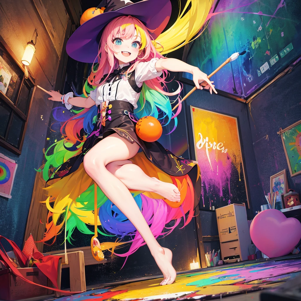witch(Art room Painting on canvas(hamburger Slam Rainbow colors)smile)Poster