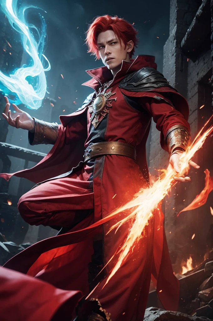 Sorcerer, chaotic mage, red hair