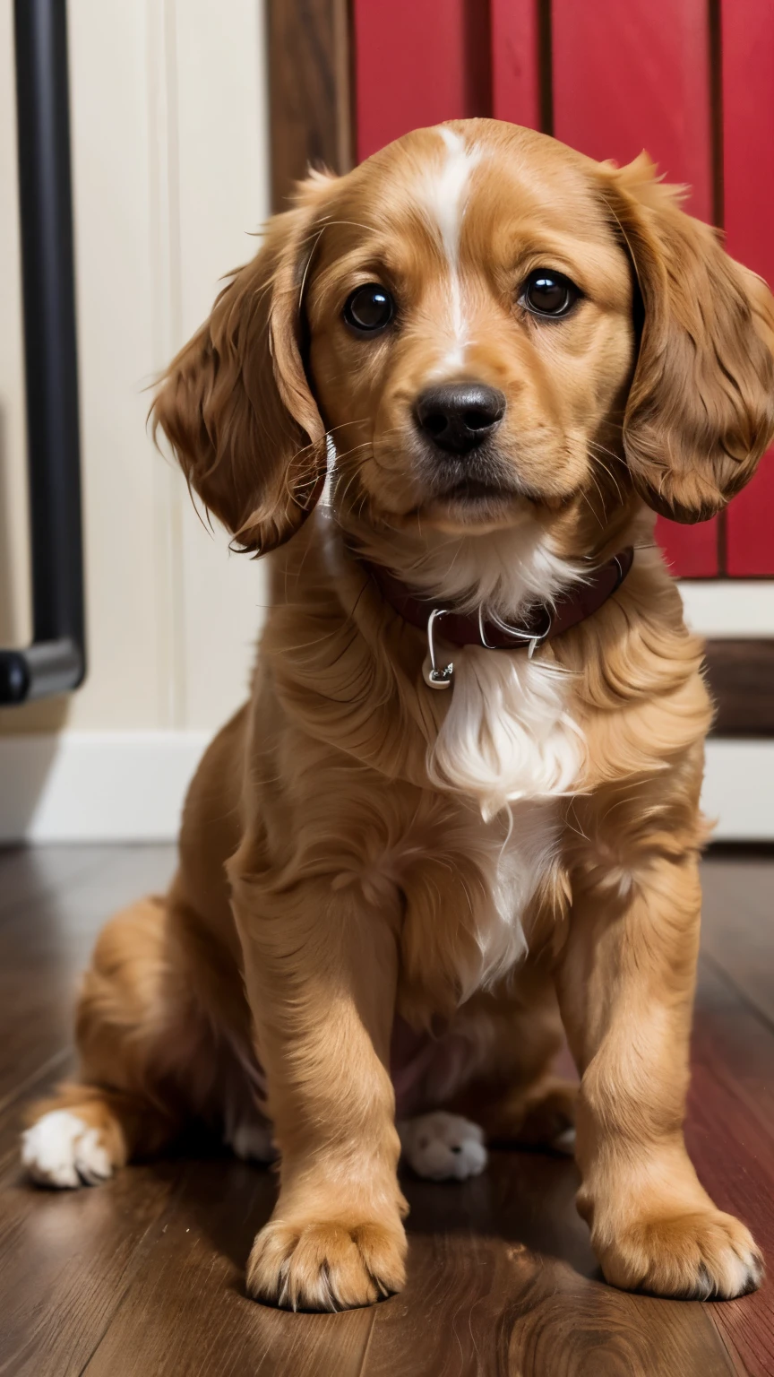 Dog,according to toy,light brown,Brown eyes,medium size,with curls 