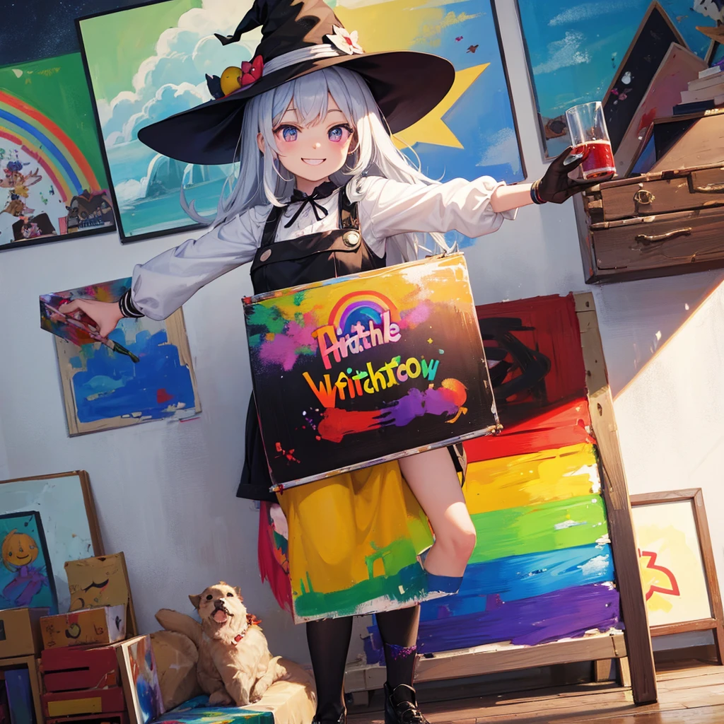 witch(Art room Painting on canvas(hamburger Slam Rainbow colors)smile)Poster