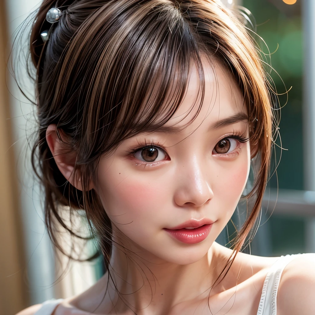 NSFW, 8k, High-level, absurd, masterpiece, best quality, primitive, very detailed CG, very detailed wallpaper, perfect lighting, Extremely detailed (((The personifying " ルーシーリュー " as a Girl))), MysticSight, Tyndall effect, Tyndall scattering, Studio gray background with (many Dazzling RainbowColor particles BokeH:1.28), (RoundlyButts, ThighGap), (Exposed:0.4), (Assfocus with looking ahead), BREAK (NOGIZAKA face variations) Extremely Detailed very KAWAII face variations, perfect anatomy, Childish, captivating gaze, elaborate detailed Eyes with (sparkling highlights:1.28), long eyelashes、Glossy RED Lips with beautiful details, Coquettish tongue, Rosy cheeks, Radiant PearlSkin with clear transparency . { (Dynamic LifeLike expressions:1.4) | :d) }, (large eyes:-1) .