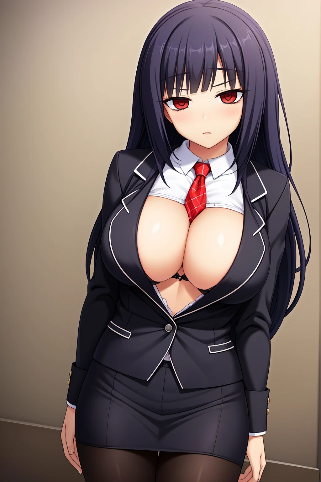 braided hair、braided hair,red-eyes,black-hair,bainded-hair,Braided Hair、long-hair,red-eyes,big-breast,business-suit,black-business-suit,black-pantyhose,mini-skirt,23 years old,older sister、Ultra-high resolution、Ultra HD,Braided Hair、red-tie,standing,,wife,huge-,dark-makeup,dark-huge-,dark-,very-huge-,dark-