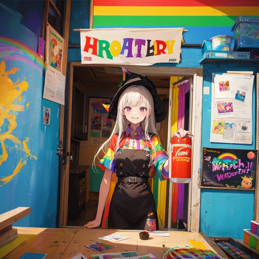 witch(Art room Painting on canvas(hamburger Rainbow colors)smile)Poster