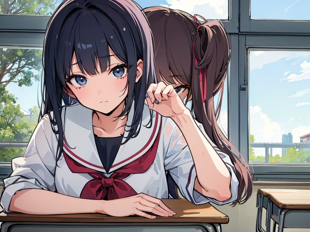 high school girl、In the classroom