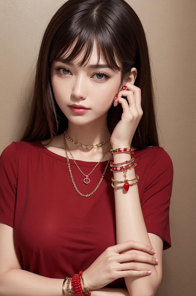 Make a luxurious bracelet with red charms 