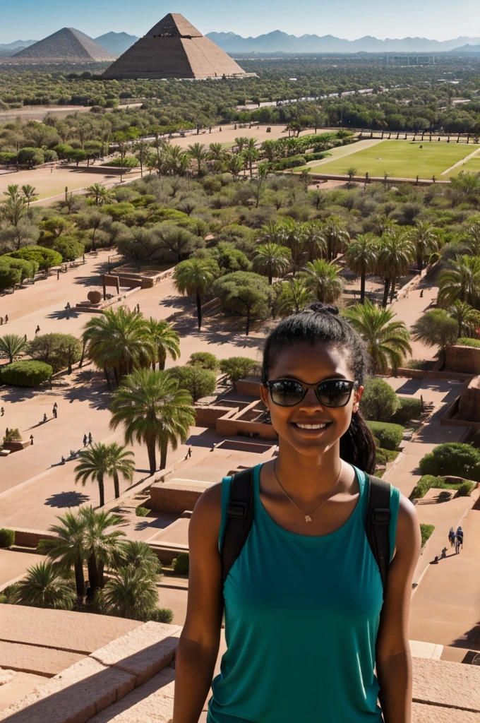 American at the pyramid of the sun