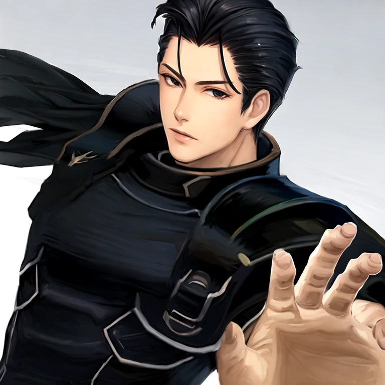 (masterpiece, best quality:1.2), 1man male, solo, (slicked back black hair:1.4)