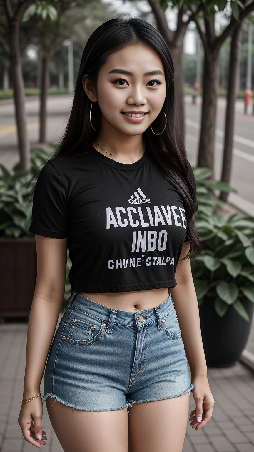 8k, highest quality, ultra details, Chinese-Indonesian campus idol named Evelyn, active in student organizations, leading and empowering her peers to create a positive impact.