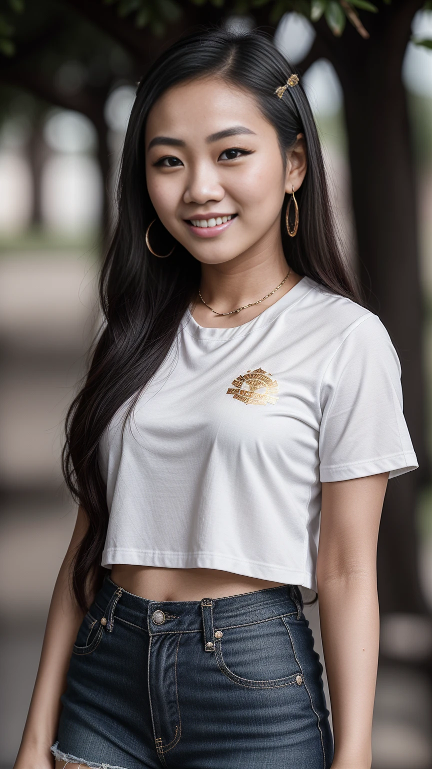 8k, highest quality, ultra details, Chinese-Indonesian campus idol named Evelyn, active in student organizations, leading and empowering her peers to create a positive impact.