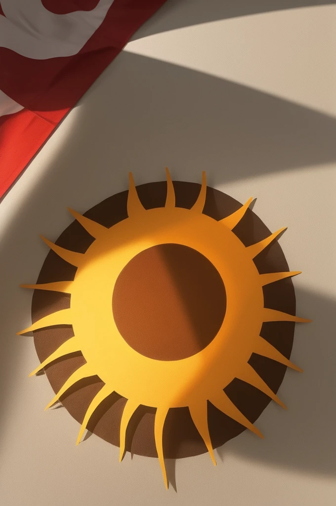 draw a DRAWING of a flag related to the sun,the image must be lying down