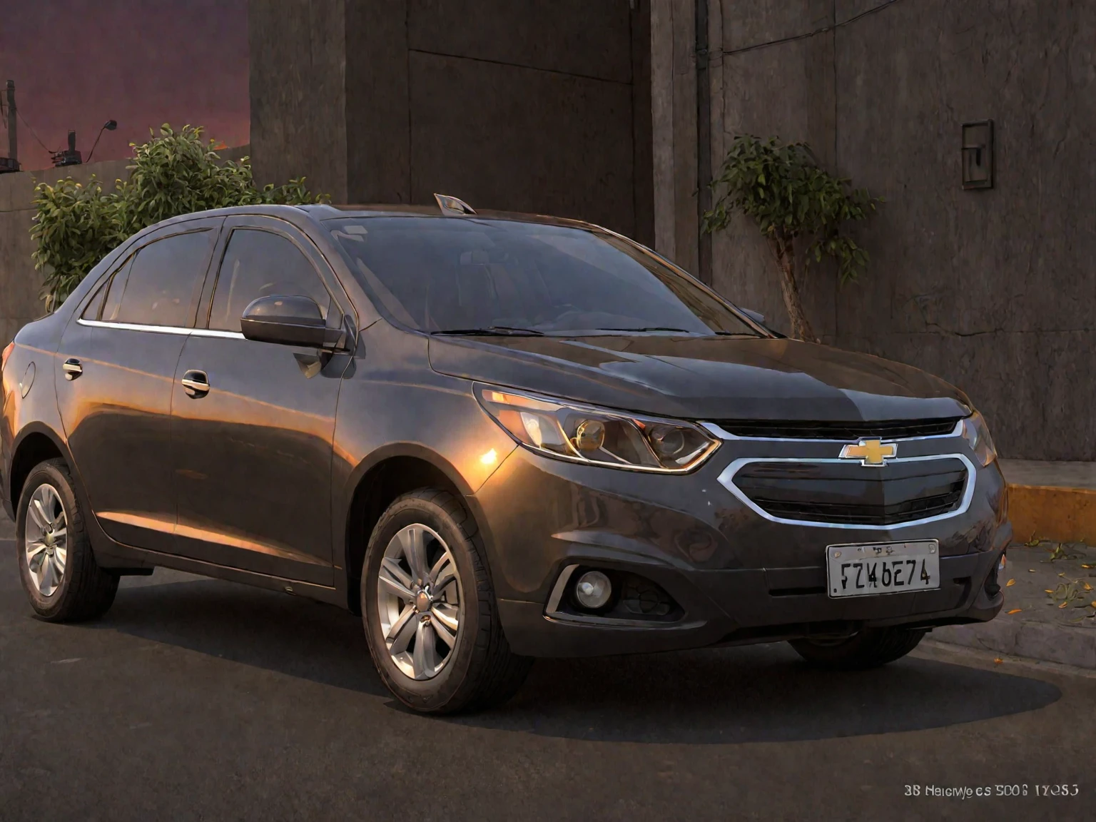 cartoon, car, Dark grey car, Chevrolet, detailed, cg, detailed eyes and mouth, 3d rendering, pixar, Honey eyes, looking at viewer, hq rendering