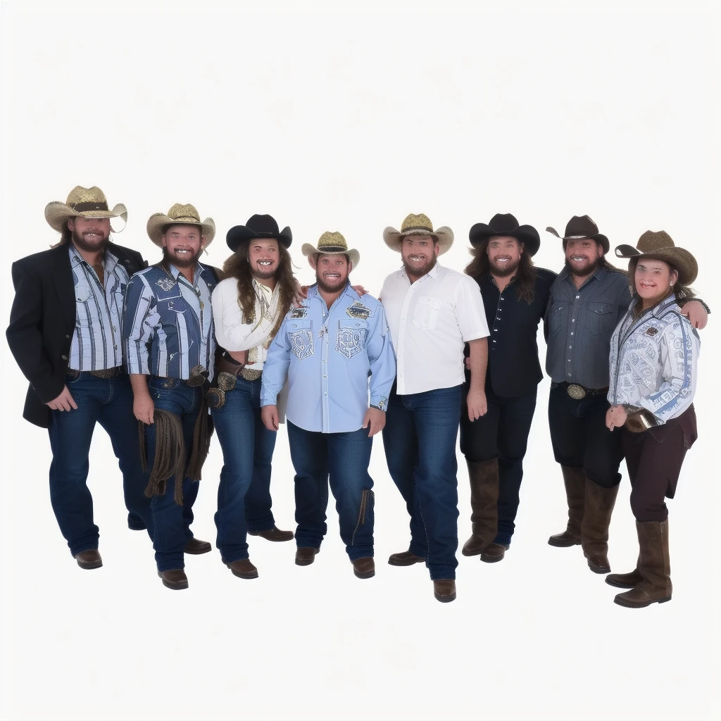 several people in cowboy hats pose for a photo, a A group of people, Cowboys, A group of people, realistic photo, folkloric, photo taken in 2 0 2 0, on light background, cowboy theme, eloy band, bottomless, full team, full length portrait of a group, sombrero, 2 0 2 2 photos
