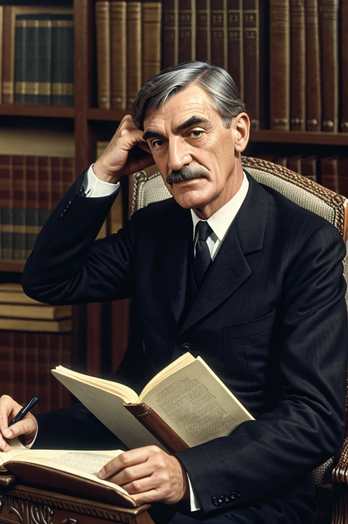 Neville chamberlain leyendo un informe