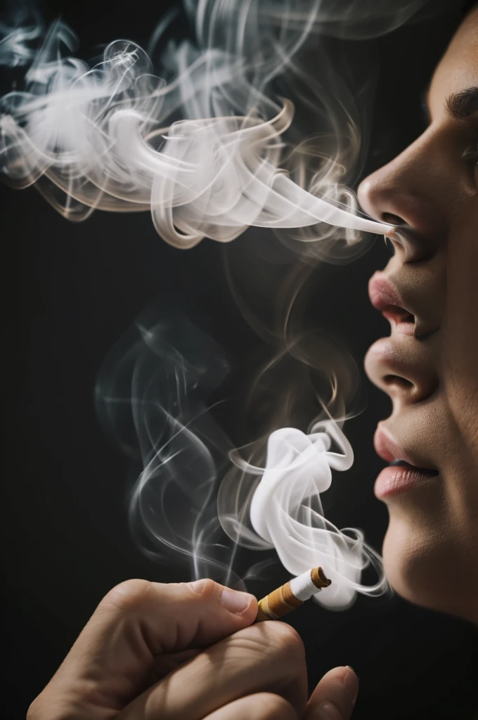 Cigarette smoke with the word "no" in the smoke 