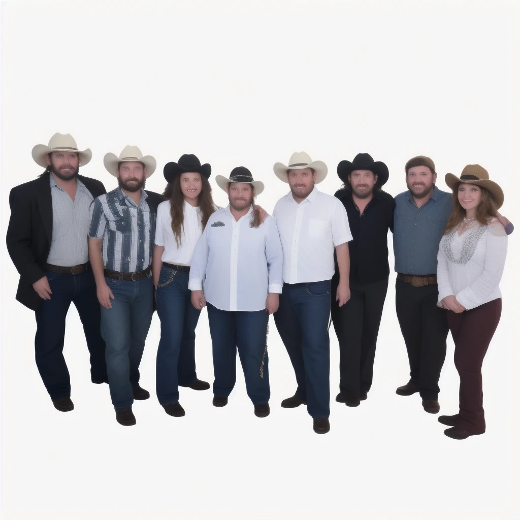 several people in cowboy hats pose for a photo, a A group of people, Cowboys, A group of people, realistic photo, folkloric, photo taken in 2 0 2 0, on light background, cowboy theme, eloy band, bottomless, full team, full length portrait of a group, sombrero, 2 0 2 2 photos