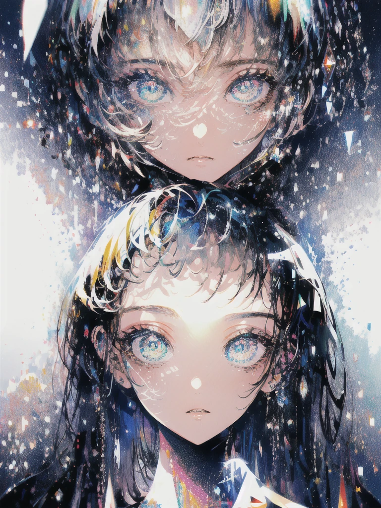 ((masterpiece, highest quality, Super detailed, High resolution)), alone, beautiful girl, shining eyes, perfect eyes, , black white gold theme,