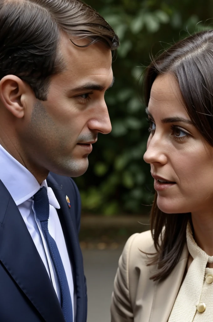 Close-up of a British diplomat talking to a French diplomat