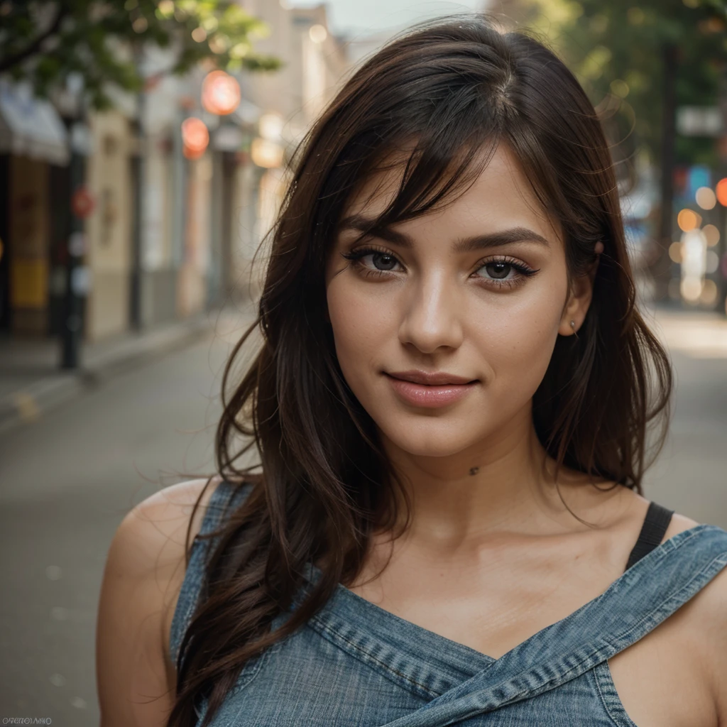 1 woman, beautiful argentinian woman, sensual and gorgeous woman, seductive gaze, casual clothing, she eating a candy, whole body, very sexy poses, she is smiling, outdoor scene, looking at camera, detailed beautiful face, full body, makeup, best quality, 4k, 8k, highres, masterpiece:1.2, ultra-detailed, realistic, photorealistic:1.37, HDR, UHD, vivid colors, studio lighting, professional, portrait, beautiful detailed eyes, beautiful detailed lips, extremely detailed face and eyes, long eyelashes